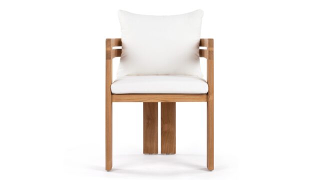 The Lusso – Natural Teak with White Cushions, Dining Chair