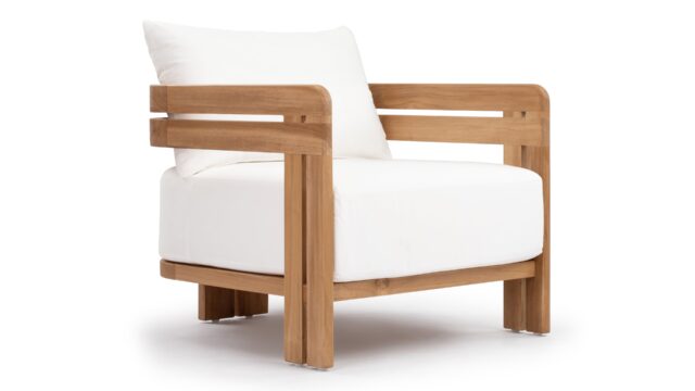 The Lusso – Natural Teak with White Cushions, Lounge Chair