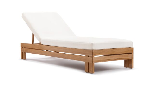 The Lusso – Natural Teak with White Cushions, Lounger