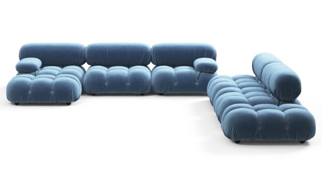 The Bellini – Aegean Blue Velvet, Sectional (Large Right Corner)