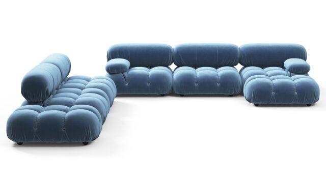 The Bellini – Aegean Blue Velvet, Sectional (Large Left Corner)