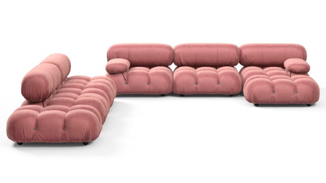 The Bellini – Blush Pink Velvet, Sectional (Large Left Corner)