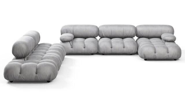 The Bellini – Light Gray Velvet, Sectional (Large Left Corner)