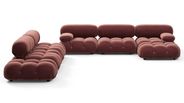 The Bellini – Maroon Velvet, Sectional (Large Left Corner)
