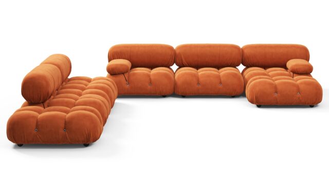 The Bellini – Apricot Velvet, Sectional (Large Left Corner)