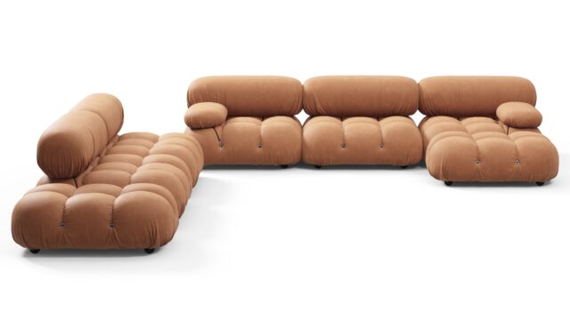The Bellini – Tan Vegan Leather, Sectional (Large Left Corner)