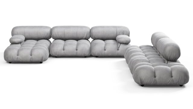 The Bellini – Light Gray Velvet, Sectional (Large Right Corner)