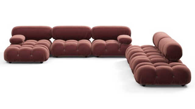 The Bellini – Maroon Velvet, Sectional (Large Right Corner)