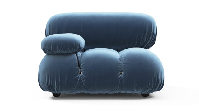 The Bellini – Aegean Blue Velvet, Left Arm