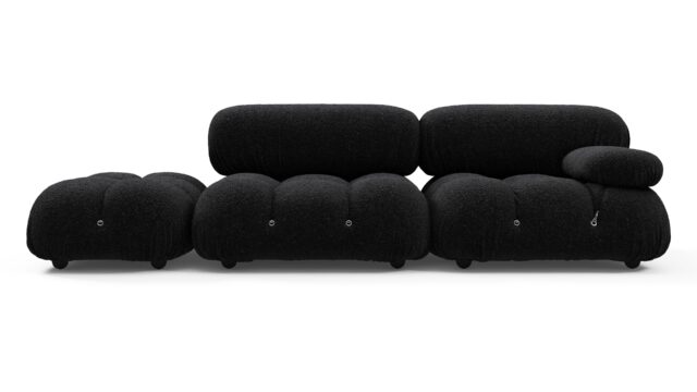 The Bellini – Black Boucle, Open End Sofa (Left)