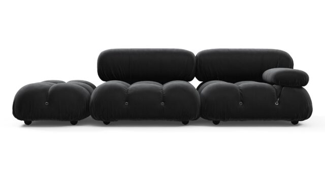 The Bellini – Black Velvet, Open End Sofa (Left)