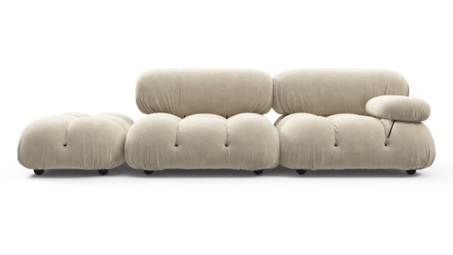 The Bellini – Eggshell Vegan Suede, Open End Sofa (Left)