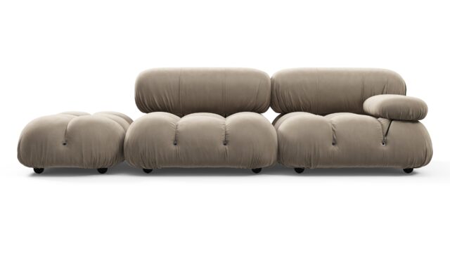 The Bellini – Greige Velvet, Open End Sofa (Left)