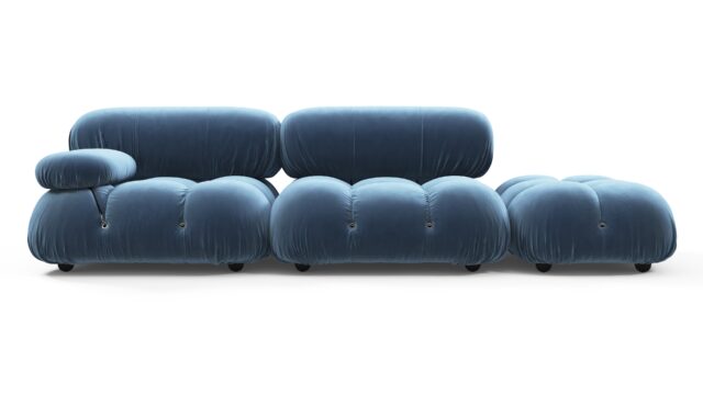 The Bellini – Aegean Blue Velvet, Open End Sofa (Right)