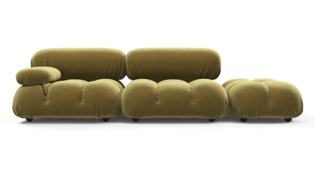 The Bellini – Olive Gold Velvet, Open End Sofa (Right)