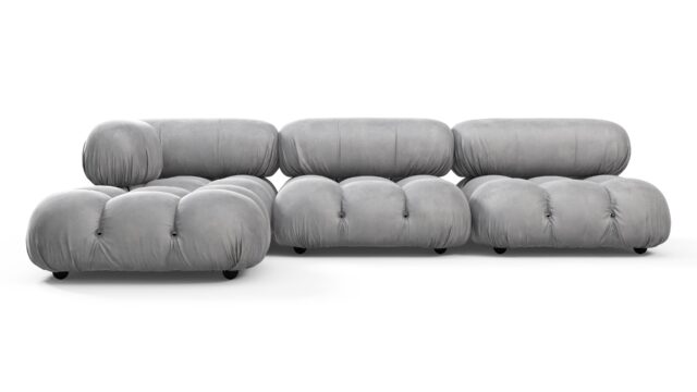 The Bellini Sectional – Light Gray Velvet, Sectional (Left Chaise)