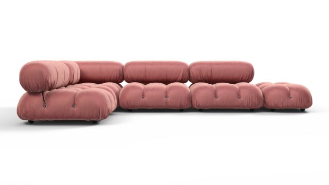 The Bellini – Blush Pink Velvet, Sectional (Left Corner)