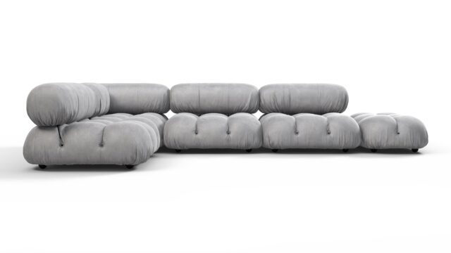 The Bellini – Light Gray Velvet, Sectional (Left Corner)
