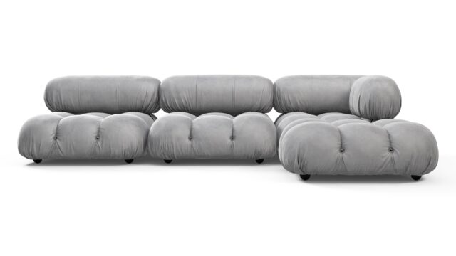 The Bellini – Light Gray Velvet, Sectional (Right Chaise)