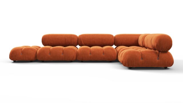 The Bellini – Apricot Velvet, Sectional (Right Corner)