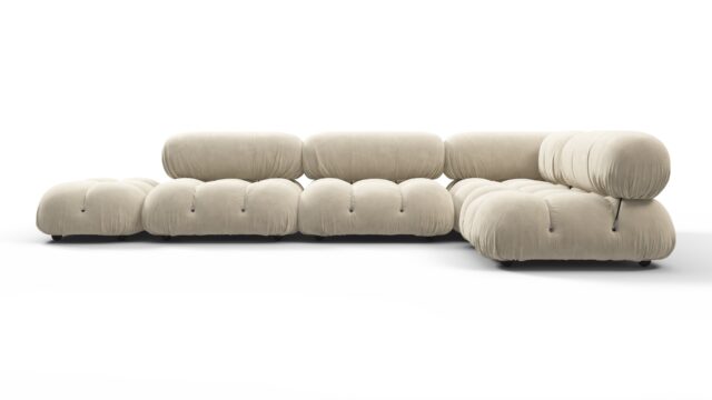 The Bellini – Eggshell Vegan Suede, Sectional (Right Corner)
