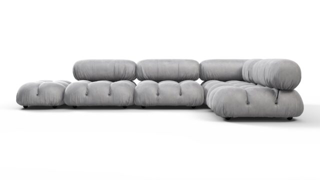 The Bellini – Light Gray Velvet, Sectional (Right Corner)