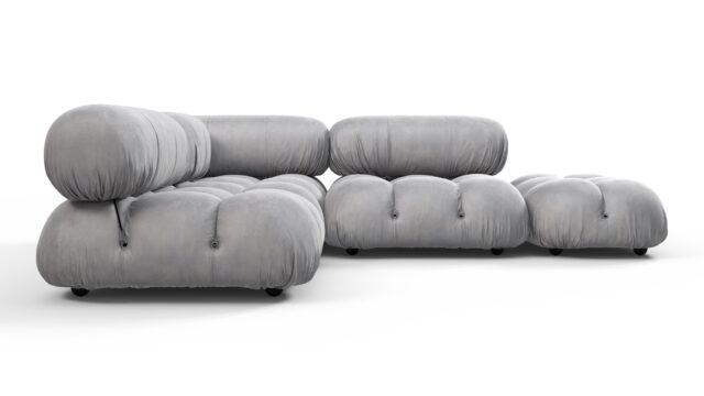 The Bellini – Light Gray Velvet, Sectional (Small Left Corner)