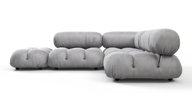 The Bellini – Light Gray Velvet, Sectional (Small Right Corner)