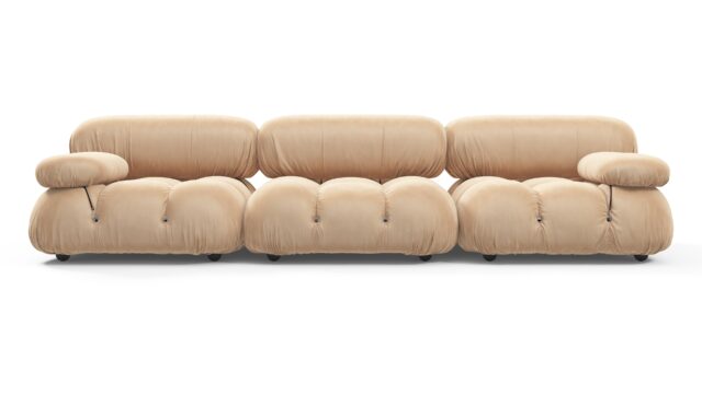 The Bellini – Ecru Velvet, Three Seater Sofa
