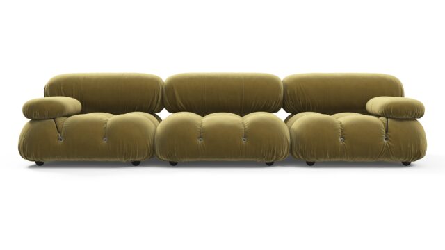 The Bellini – Olive Gold Velvet, Three Seater Sofa