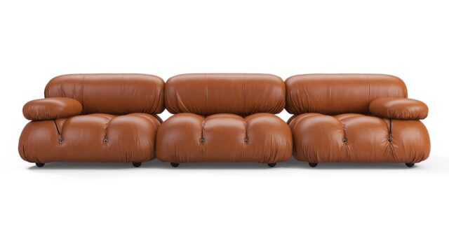 The Bellini – Tan Premium Leather, Three Seater Sofa