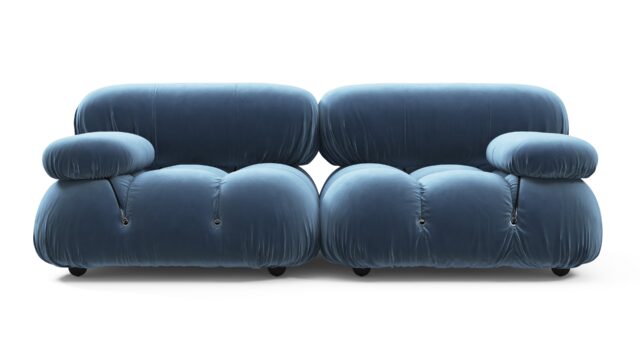 The Bellini – Aegean Blue Velvet, Two Seater Sofa