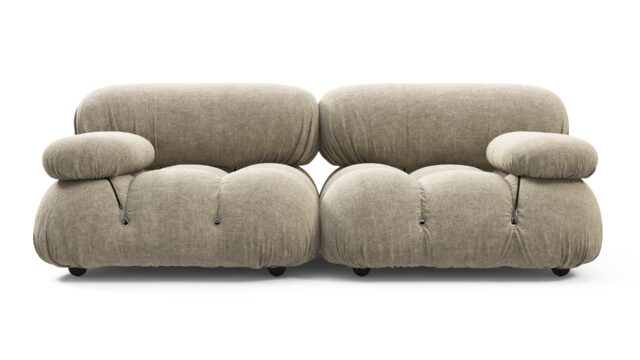 The Bellini Sofa – Beige Gray Chenille, Two Seater Sofa