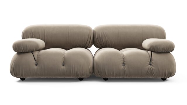 The Bellini – Greige Velvet, Two Seater Sofa
