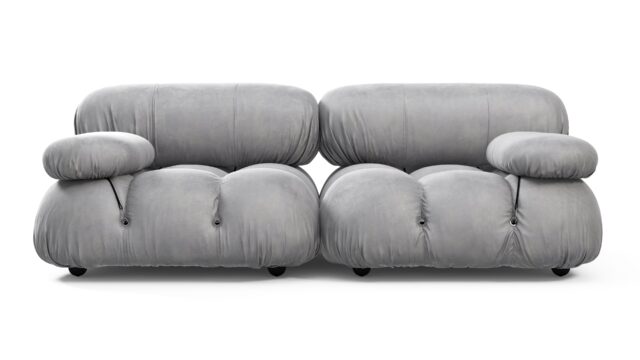The Bellini – Light Gray Velvet, Two Seater Sofa