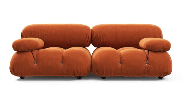The Bellini – Apricot Velvet, Two Seater Sofa