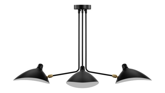 The Mouille – Black, 3 Arm Small Ceiling Lamp