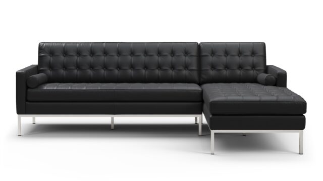 The Florence – Vintage Black Vegan Leather, Three Seater Sofa