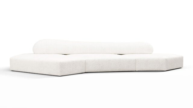 The On the Rocks – White Textured Chenille, Three Seater (Left)