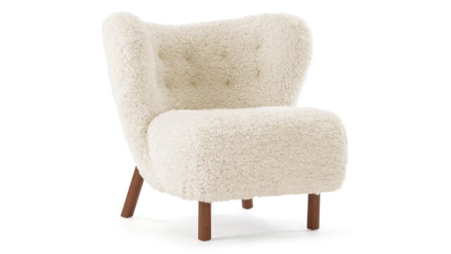 The Petra – White Long Hair Sherpa, Lounge Chair