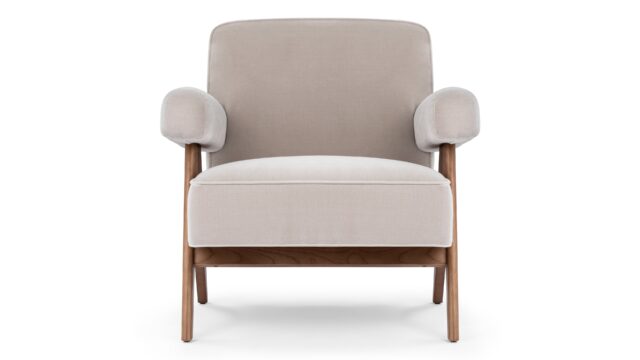 The Jeanneret Lounge Chair – Oyster Luxe velvet
