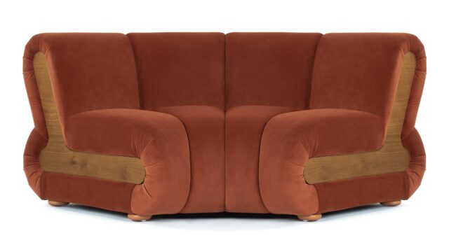 The River – Russet Plush Velvet, Curved Module