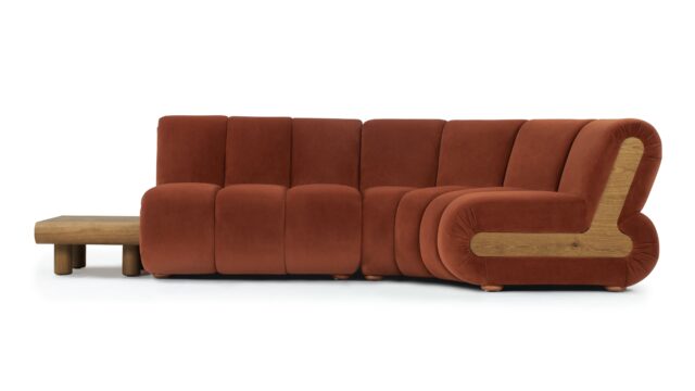 The River – Russet Plush Velvet, Sectional (Right Corner)