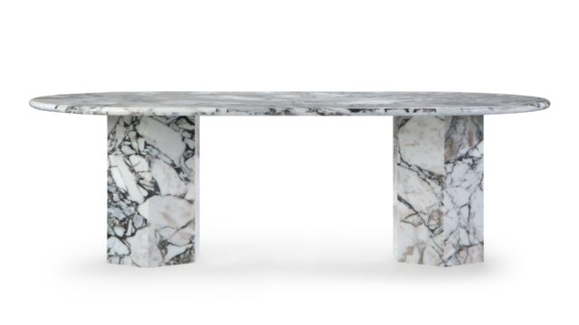 The Saga – Modellato Marble, 98in Oval Dining Table