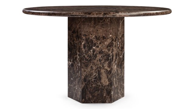 The Saga – Dark Emperador Marble, 47in Round Dining Table