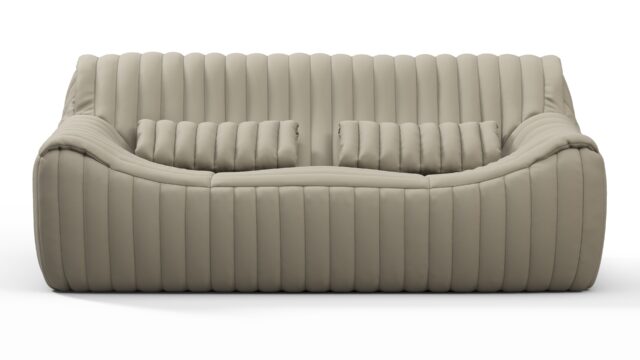 The Sandra – Beige Gray Vegan Leather, Two Seater Sofa