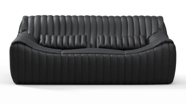 The Sandra – Black Vegan Leather, Two Seater Sofa