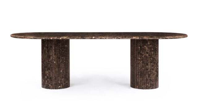 The Saturn – Dark Emperador Marble, 98in Oval Dining Table