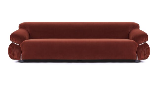 The Sesann – Burgundy Luxe Velvet, Three Seater Sofa