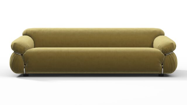 The Sesann – Olive Gold Velvet, Three Seater Sofa